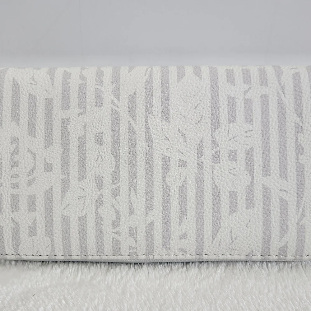 BETSEY Johnson Gray White Striped Floral Flower Box Wallet Clutch